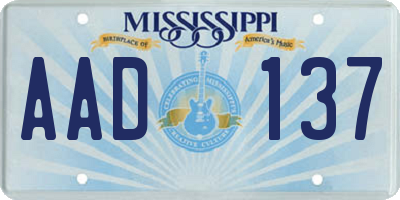 MS license plate AAD137