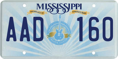 MS license plate AAD160