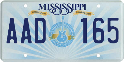 MS license plate AAD165