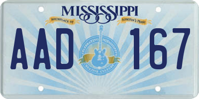 MS license plate AAD167