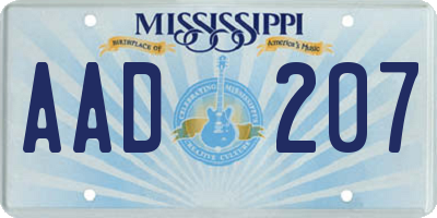 MS license plate AAD207