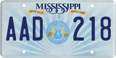 MS license plate AAD218
