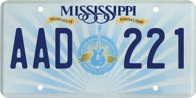 MS license plate AAD221