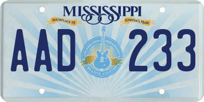 MS license plate AAD233
