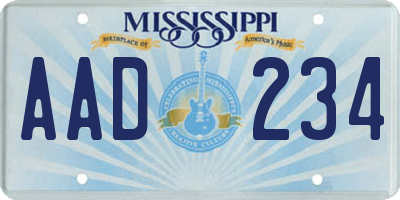 MS license plate AAD234