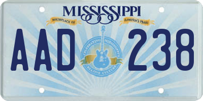 MS license plate AAD238