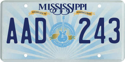MS license plate AAD243