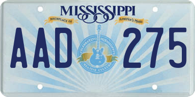 MS license plate AAD275