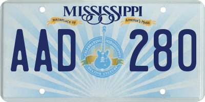 MS license plate AAD280