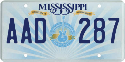 MS license plate AAD287
