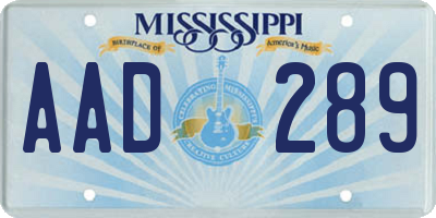 MS license plate AAD289