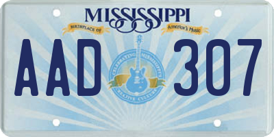 MS license plate AAD307