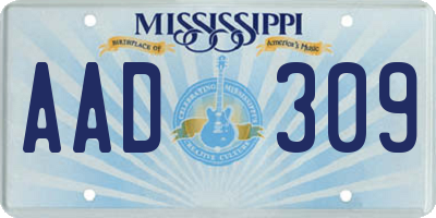 MS license plate AAD309