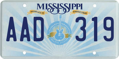 MS license plate AAD319