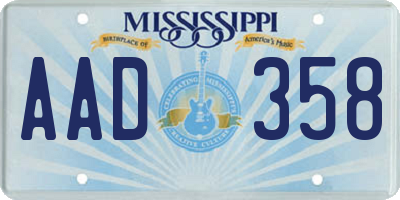 MS license plate AAD358