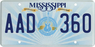 MS license plate AAD360