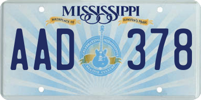 MS license plate AAD378