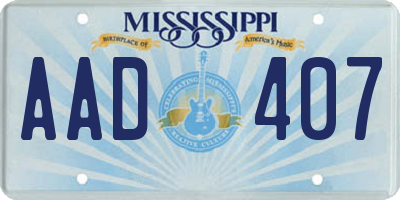 MS license plate AAD407