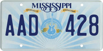 MS license plate AAD428