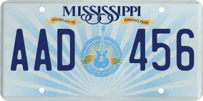 MS license plate AAD456