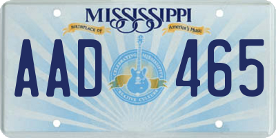 MS license plate AAD465