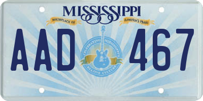 MS license plate AAD467
