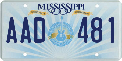 MS license plate AAD481