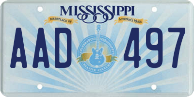 MS license plate AAD497