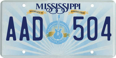 MS license plate AAD504