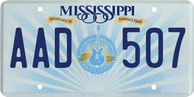 MS license plate AAD507