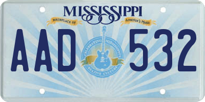 MS license plate AAD532
