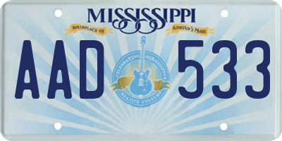 MS license plate AAD533