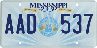MS license plate AAD537