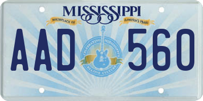 MS license plate AAD560