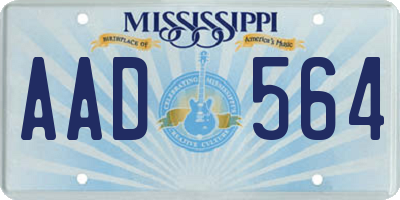 MS license plate AAD564