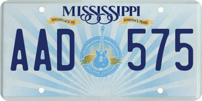 MS license plate AAD575