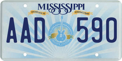 MS license plate AAD590