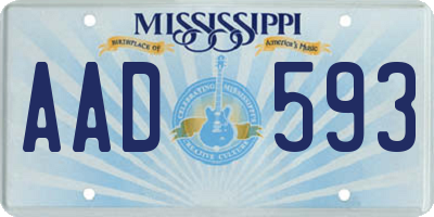 MS license plate AAD593