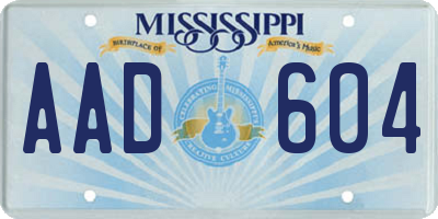 MS license plate AAD604