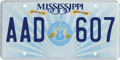 MS license plate AAD607
