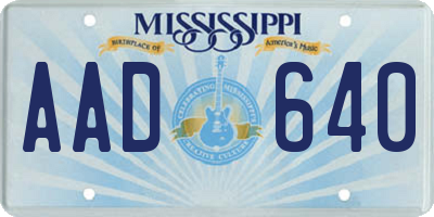 MS license plate AAD640
