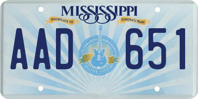MS license plate AAD651