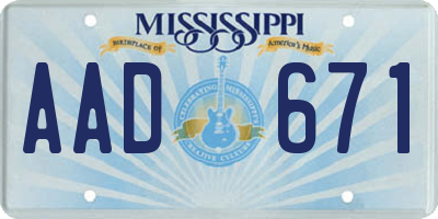 MS license plate AAD671