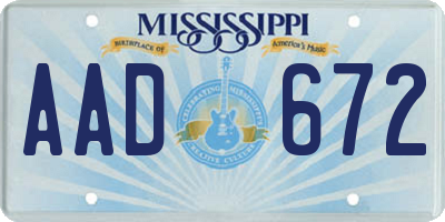 MS license plate AAD672