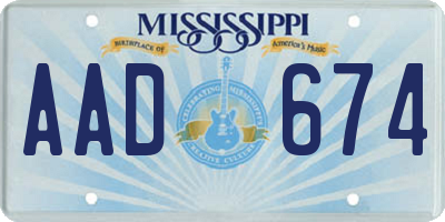 MS license plate AAD674