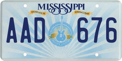 MS license plate AAD676