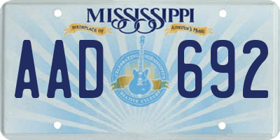 MS license plate AAD692