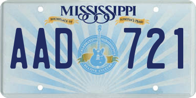 MS license plate AAD721