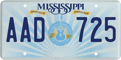 MS license plate AAD725