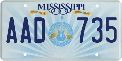 MS license plate AAD735